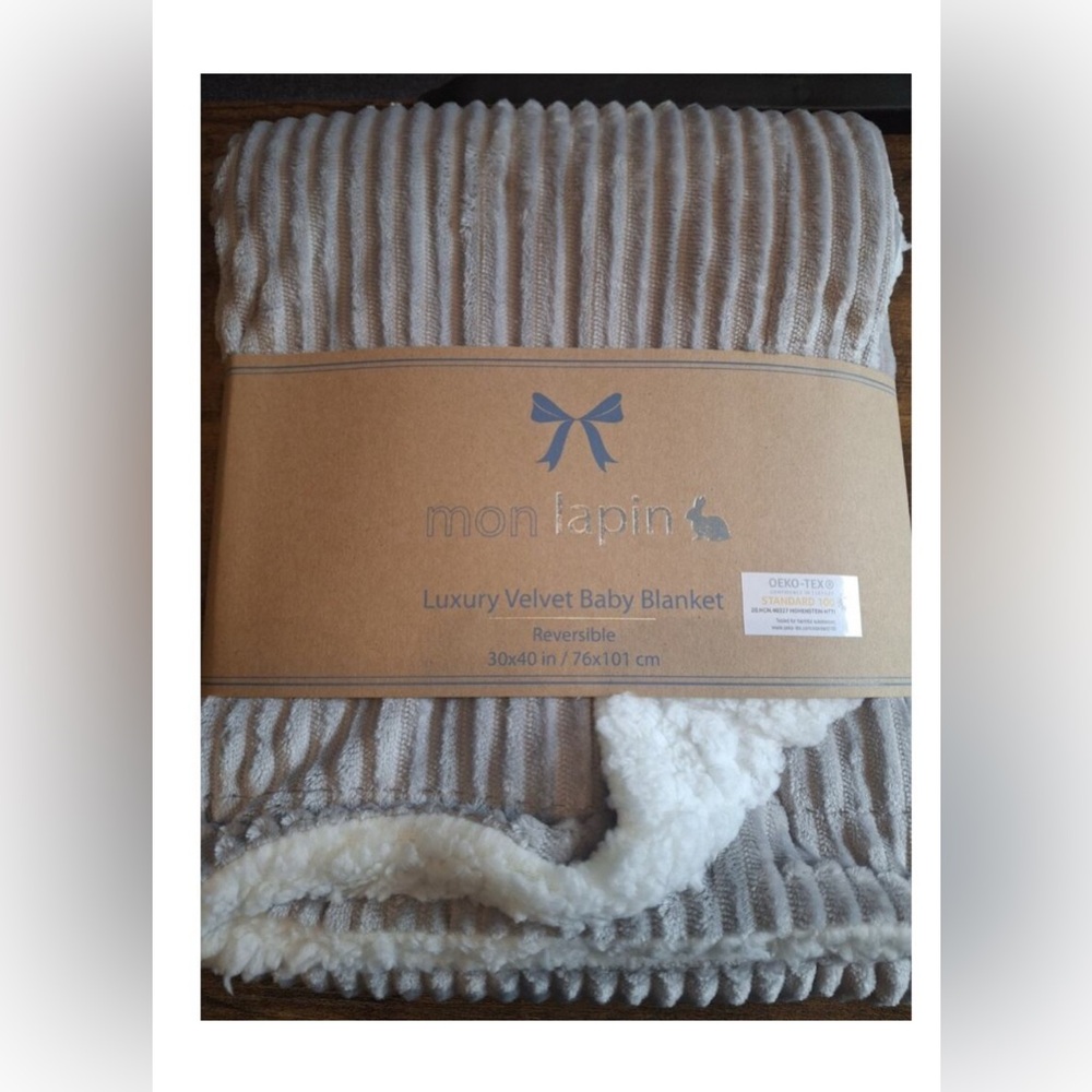 Mon Lapin Cozy Soft Luxury Velvet Boys Blanket Plush Reversible 30 x40